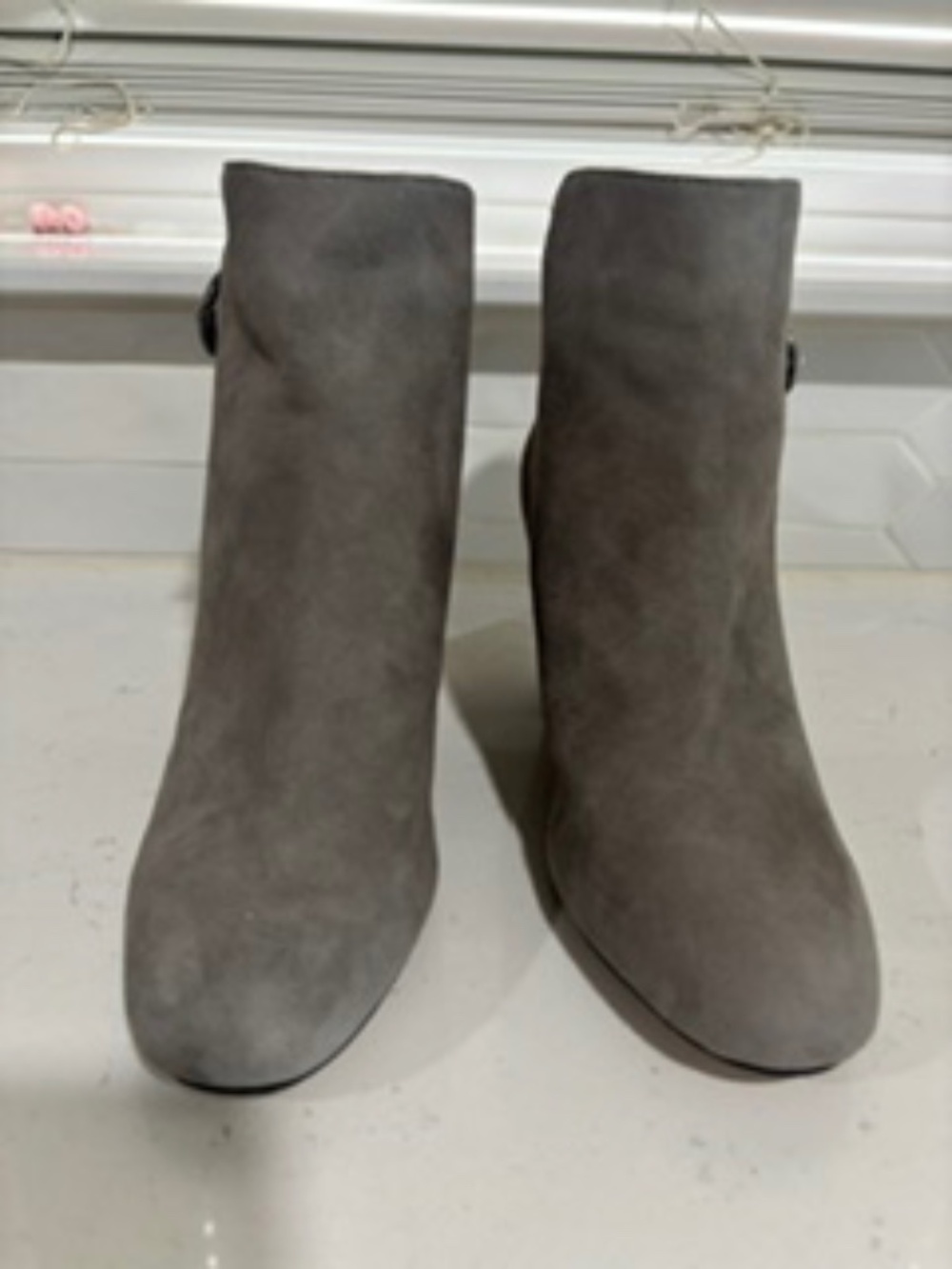 1.STATE Preete Gray Suede Block Heel Ankle Boots - Size 6